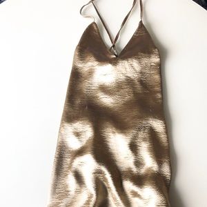 metallic slip dress